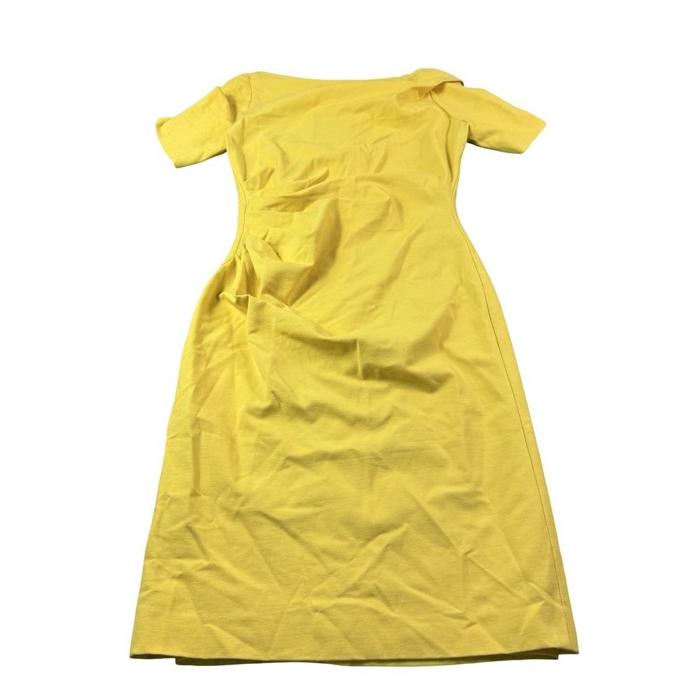 Kevan Hall Lemon Yellow Cocktail Stretch Pencil Dress Womens 8 USA Knee Length